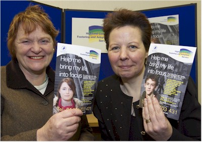 Highland Councillor Margaret Davidson (left) Chairwoman of The Joint Committee on Young People and Children with foster carer Gladys Solway (right) at the launch of the foster recruitment campaign.