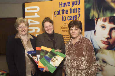 Grace Brian, Carer, Councillor Margaret Davidson and Fiona Ross, Carer, at the Carers' Recruitment Campaign Launch