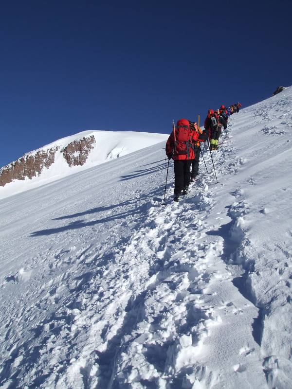 Photo: Ascending towards the saddle of Elbrus on summit day