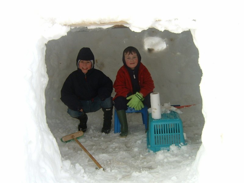 Photo: Lara and Connor Wilson In their Igloo